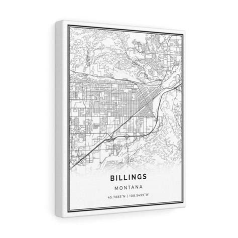 Billings Map Canvas Print City Maps Wall Art Montana T Etsy City