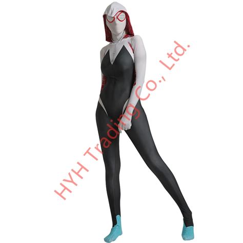 3d print spider gwen stacy spandex lycra zentai spiderman costume for halloween cosplay female