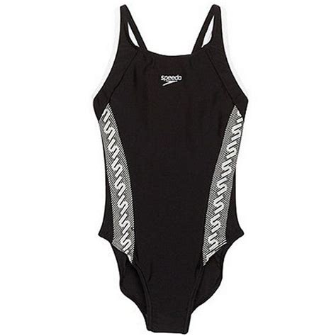 Speedo Girls Monogram Swimming Suit Blackwhite