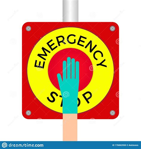 Emergency Stop Push Button Vector Illustration Stock Vector