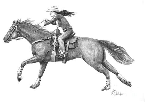 Cowgirl Full Out Drawing By Murphy Elliott