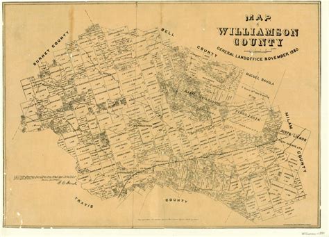 Map Of Williamson County Side 1 Of 1 The Portal To Texas History