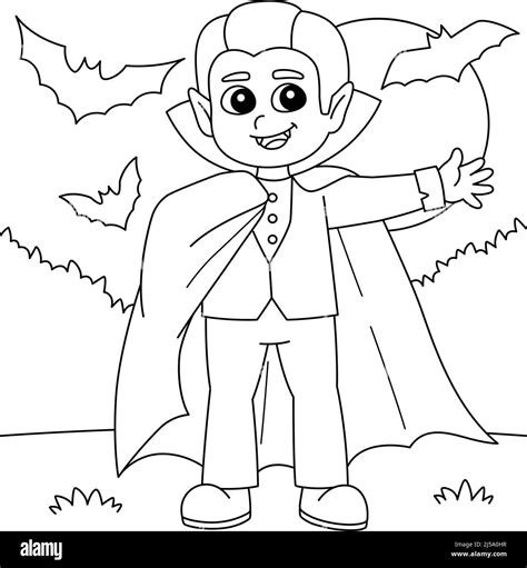 Vampire Halloween Coloring Page For Kids Stock Vector Image And Art Alamy