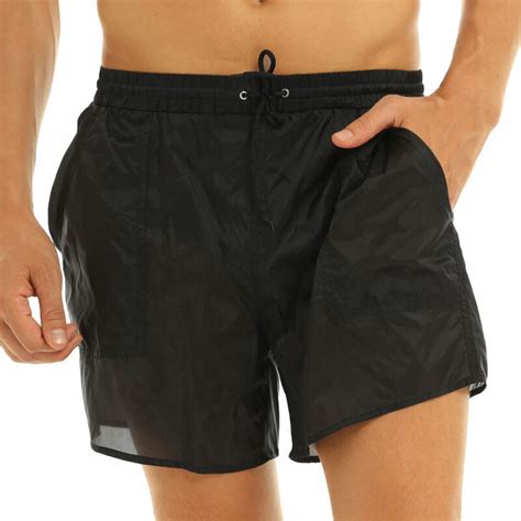 Us Mens Mesh Sheer See Through Lounge Boxers Shorts Drawstring Swim Underwear Ebay