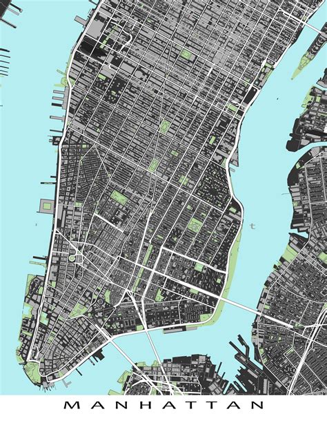A Lower Manhattan New York City Map Art Print This Manhattan Print