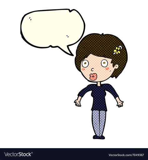 Cartoon Shocked Woman With Speech Bubble Vector Image