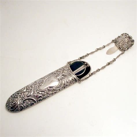 Sterling Silver Chatelaine Eye Glasses Case 1901 Georgian Spectacles With Folding Side Arms