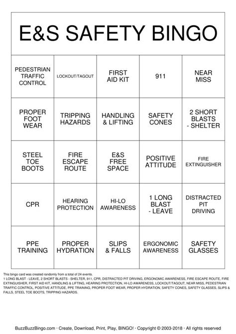 Safety Bingo Cards To Download Print And Customize