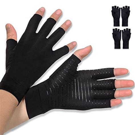 Donfri Pairs Copper Arthritis Gloves Fingerless Compression Glove Women Men Relieve Hand Pain