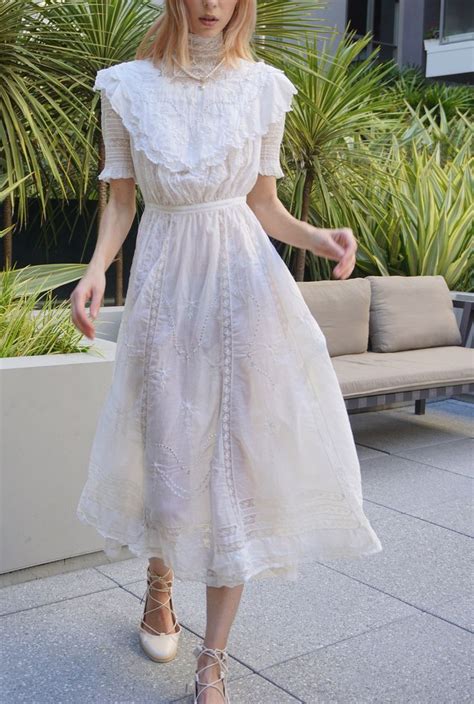 Antique Vintage Cotton White Dress Xxs 0057 Etsy White Vintage Dress Classic White Dress