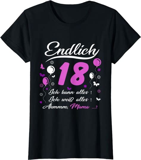 Damen 18 Geburtstag Mädchen Lustig Endlich 18 Ich Kann Alles T Shirt Amazonde Bekleidung