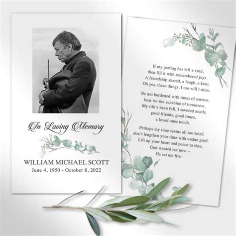 Funeral Memorial Card With Photo And Poem A Great Memorial Keepsake
