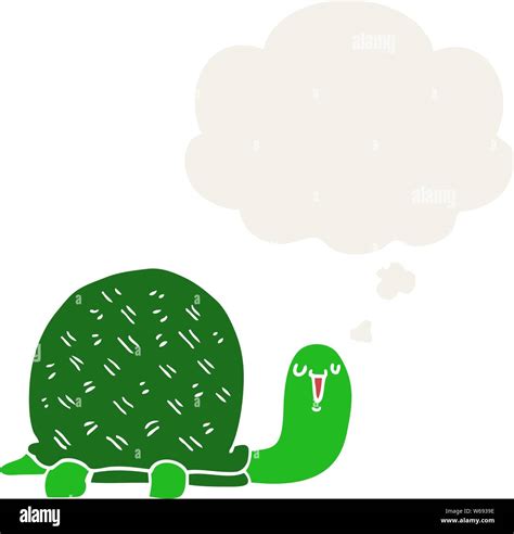 Cute Cartoon Turtle With Thought Bubble In Retro Style Stock Vector