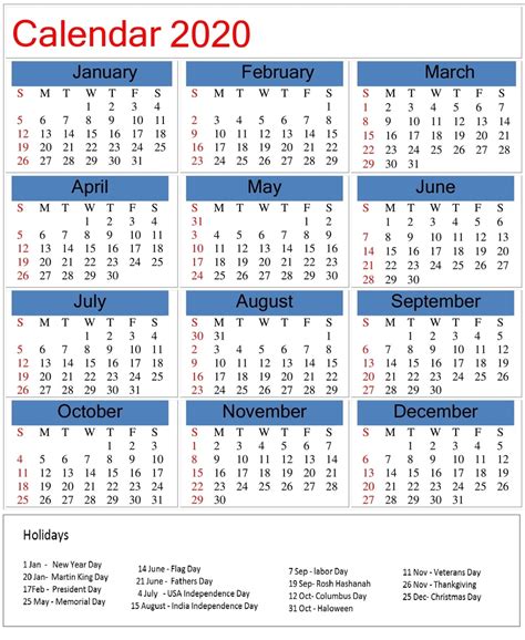 2020 usa holiday calendar (united states). Printable 2020 Calendar With Holidays on We Heart It