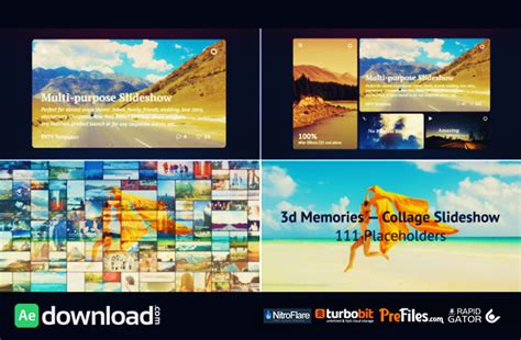 In short, they are customizable after effect files, neatly organized and labelled. 3D MEMORIES - COLLAGE SLIDESHOW (VIDEOHIVE) - FREE ...
