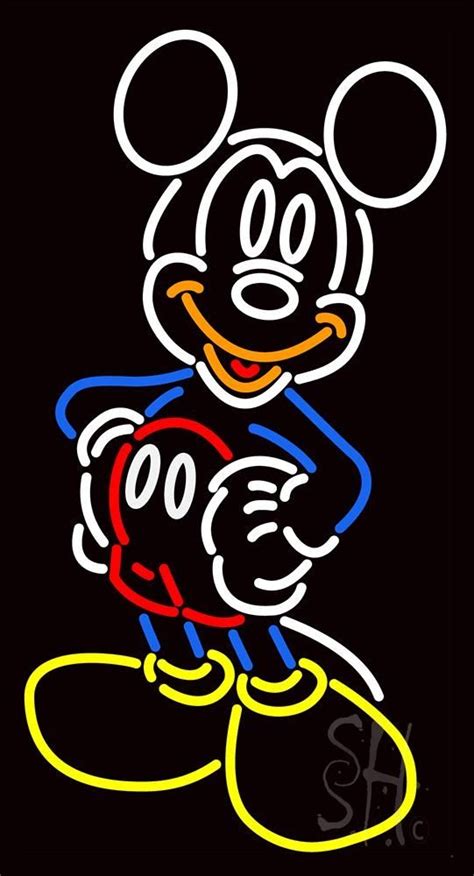 Mickey Mouse Smiling Neon Sign Mickey Mouse Wallpaper Iphone Disney