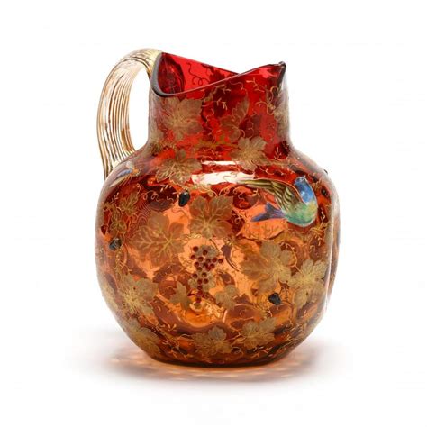 Moser Glass Pitcher With Relief Decoration Dec 06 2019 Leland Little Auctions In Nc