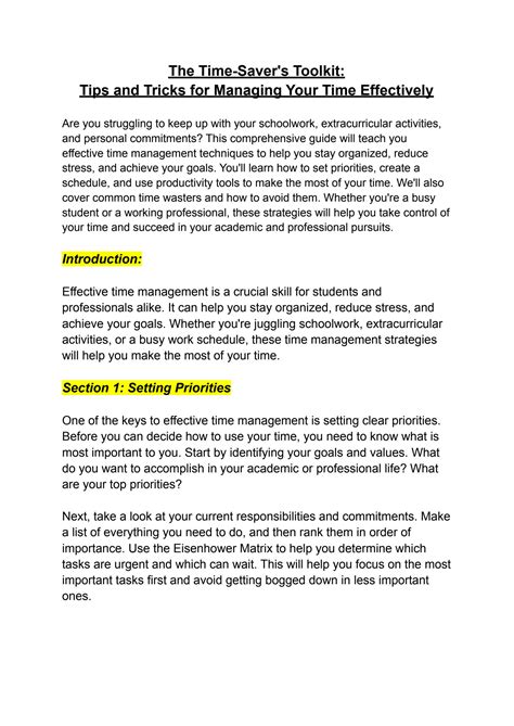 SOLUTION: Time management strategies for success - Studypool