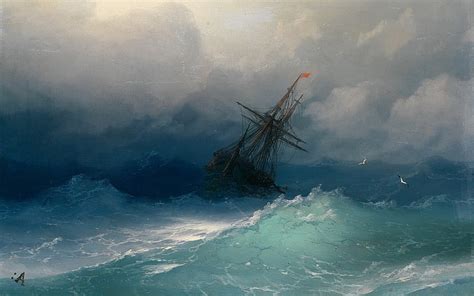 Hd Wallpaper Ship On Stormy Seas Poster By Ivan Aivazovsky Sailing