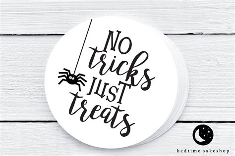 No Tricks Just Treats Printable Halloween 2 Cookie Tags Etsy