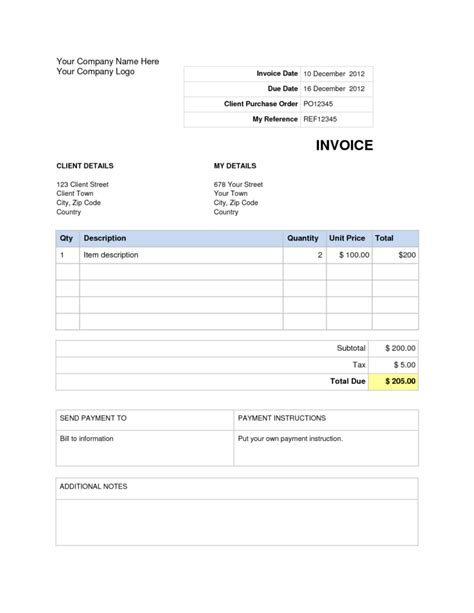 Generic Invoice Template Word Best Of 5 Generic Invoice For Invoice
