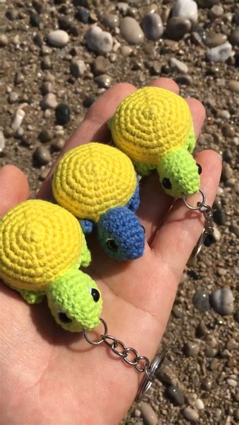 Crochet Mini Turtle Keychain Amigurumi Keychain Cute Turtle