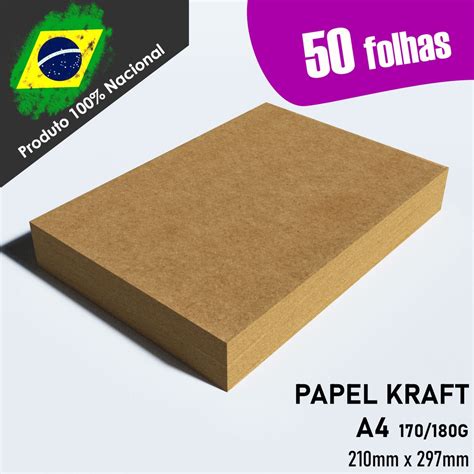 Papel Kraft A4 180g C 50 Folhas Shopee Brasil