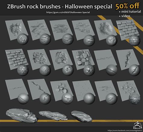 Zbrush Brushes - 18 Stylized rock brushes download - ZBrushCentral