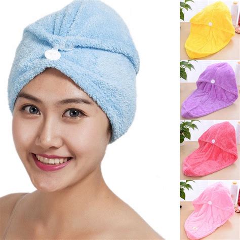 Buy Womens Hair Drying Towel Coral Velvet Makeup Cosmetics Cap Lady