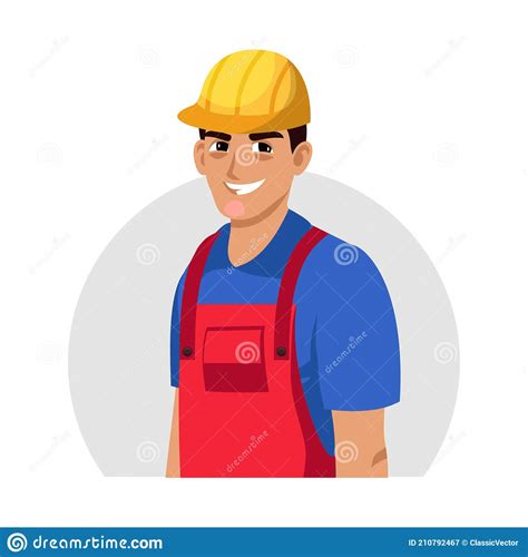 Smiling Builder Worker In Helmet Uniform Avatar Stock Vector