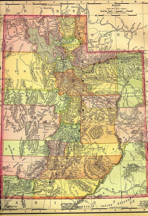 Utah State Vintage Map Circa 1895 Etsy Vintage Posters Vintage World