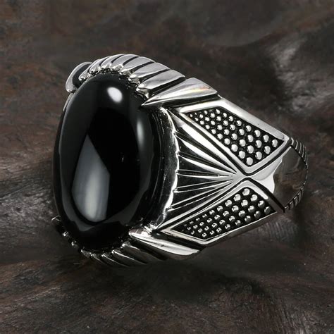 Guaranteed 925 Sterling Silver Rings Antique Turkey Ring For Men Black