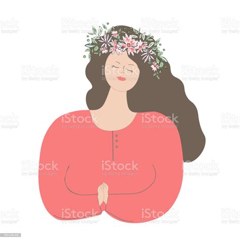 sweet sweet and tender mother with a wreath of flowers in her hair mother s day greeting card