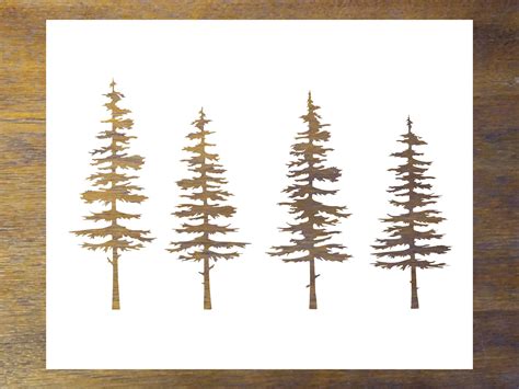 Pine Tree Stencil Reusable Color Draw And Paint Stencil Etsy