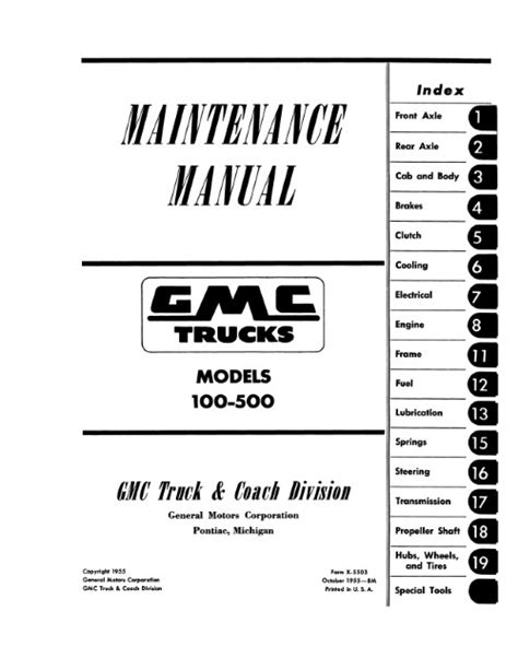 1955 Gmc Truck Maintenance Manual 100 500 Models