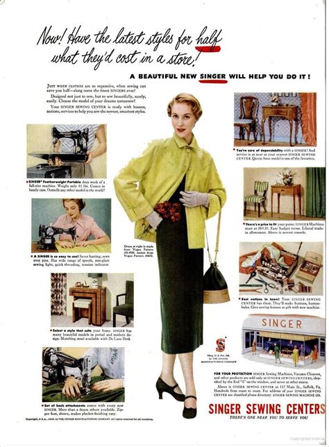 Vintage Singer Ads | Singer, Singer sewing machine, Singer 