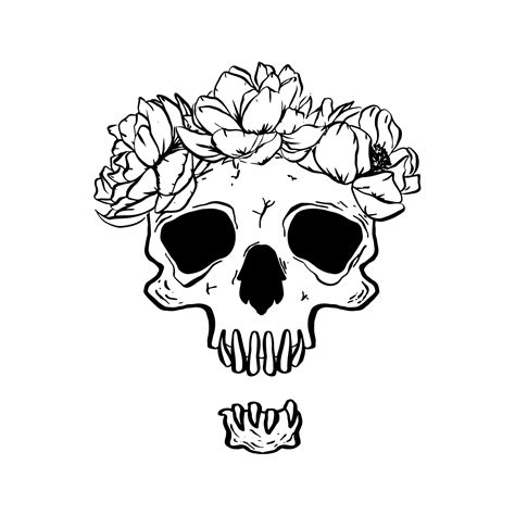 Human Floral Skull Tattoo Vector Illustration 5249499 Vector Art At