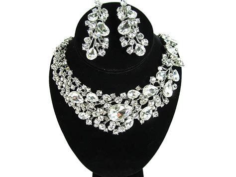 Chunky Rhinestone Crystal Bridal Statement Necklace Wedding