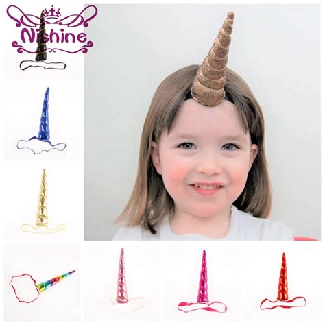 Nishine Unicorn Horn Headband Girls Solid Elastic Hairband Kids