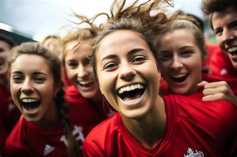 Premium Ai Image Female Soccer Player Celebrating A Victory Spanish