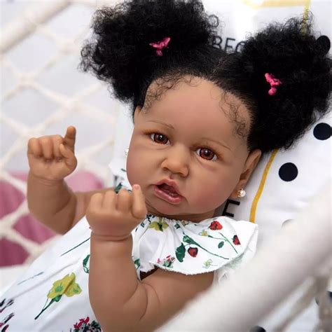 bebê reborn realista afrodescendente corpo inteiro de silicone menina negra original 57 cm
