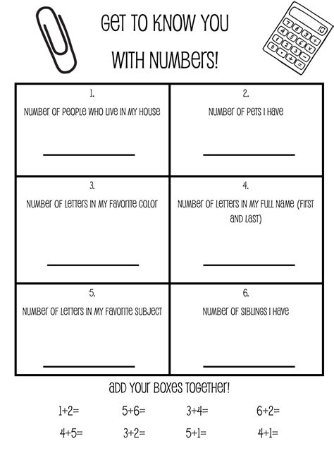 Getting to know you activity with MATH | Get to know you activities, Getting to know you, Math