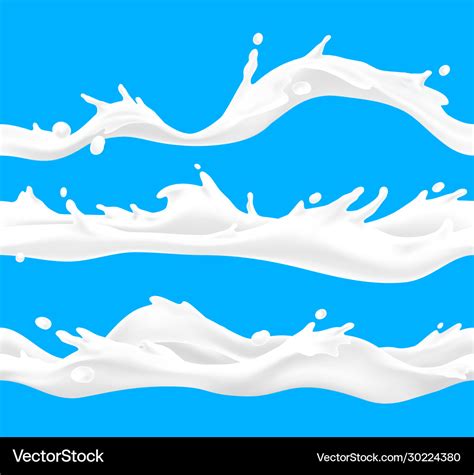 Milk Waves Realistic Liquid Yoghurt Splash And 3d Vector Image