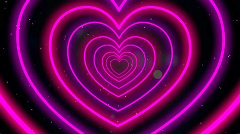 Neon Lights Love Heart Tunnel And Romantic Abstract Glow Particles Heart Background Youtube
