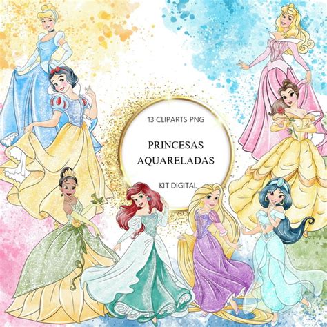 Kit Digital Princesas Disney Aquarela Produtos Elo7