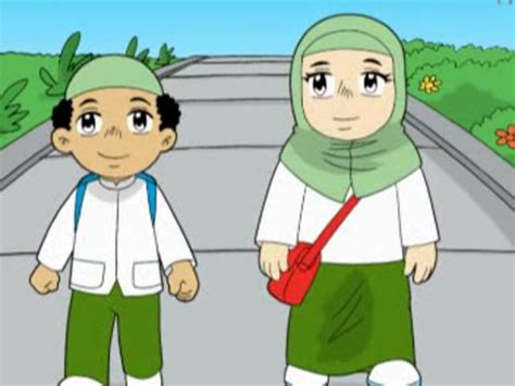 gambar kartun anak lucu muslim  muslimah