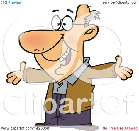 Clipart Of A Cartoon Happy Caucasian Grandpa Wanting A Hug Royalty Free Vector Illustration By