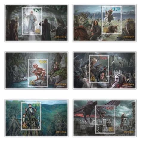 New Zealand 2022 Lord Of The Rings 20th Anniv Set Of 6 Miniature
