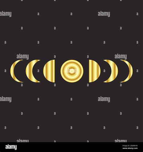 Golden Moon Phases Icon Night Space Astronomy And Nature Moon Phases