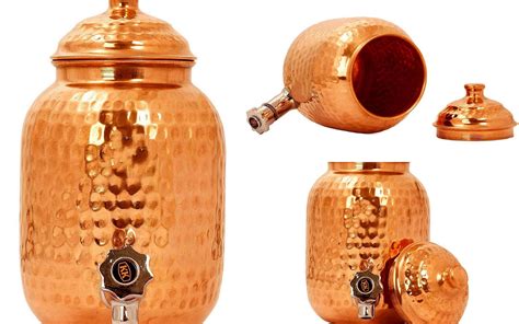 Indian Handmade Pure Copper Water Dispenser With Brass Tap Copper Water